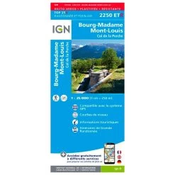 Carte IGN 2250ETR Bourg-Madame, Mont-Louis, Col De La Perche - Résistante