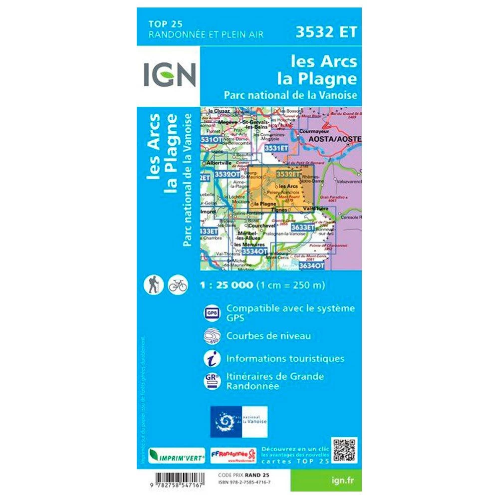 Carte IGN 3532ET Les Arcs, La Plagne, Parc National De La Vanoise 4 Carte IGN 3532ET Les Arcs, La Plagne, Parc National De La Vanoise – Image 2