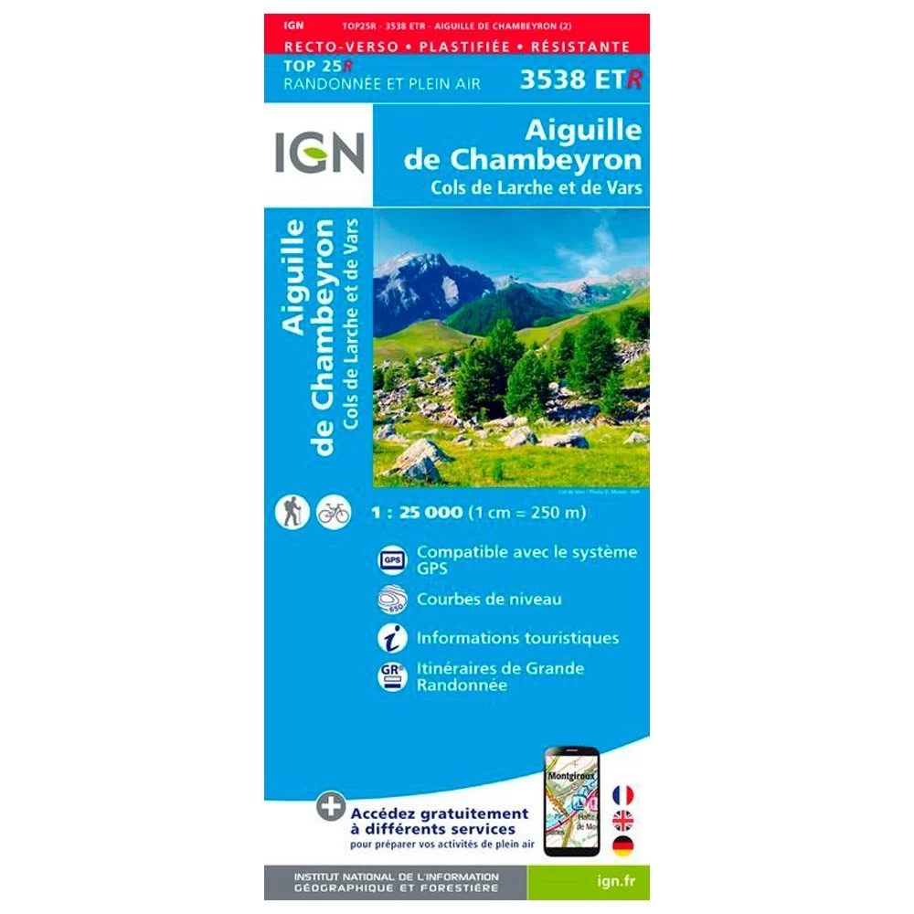 Carte IGN 3538ETR Aiguille Du Chambeyron, Cols De Larche Et De Vars - Résistante 3 Carte IGN 3538ETR Aiguille Du Chambeyron, Cols De Larche Et De Vars - Résistante