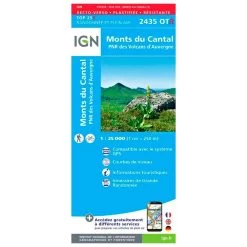 Carte IGN 2435OTR Monts Du Cantal, PNR Des Volcans D'Auvergne - Résistante