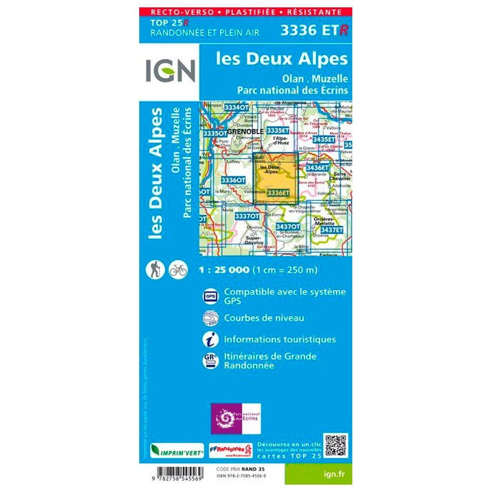Carte IGN 3336ETR Les Deux Alpes, Olan, Muzelle, Parc National Des Ecrins - Résistante 4 Carte IGN 3336ETR Les Deux Alpes, Olan, Muzelle, Parc National Des Ecrins - Résistante – Image 2